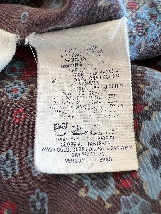 Tommy Hilfiger Y2K Stretch Denim Coat Floral Paisley Lined Long Jacket Size L - Picture 11 of 16